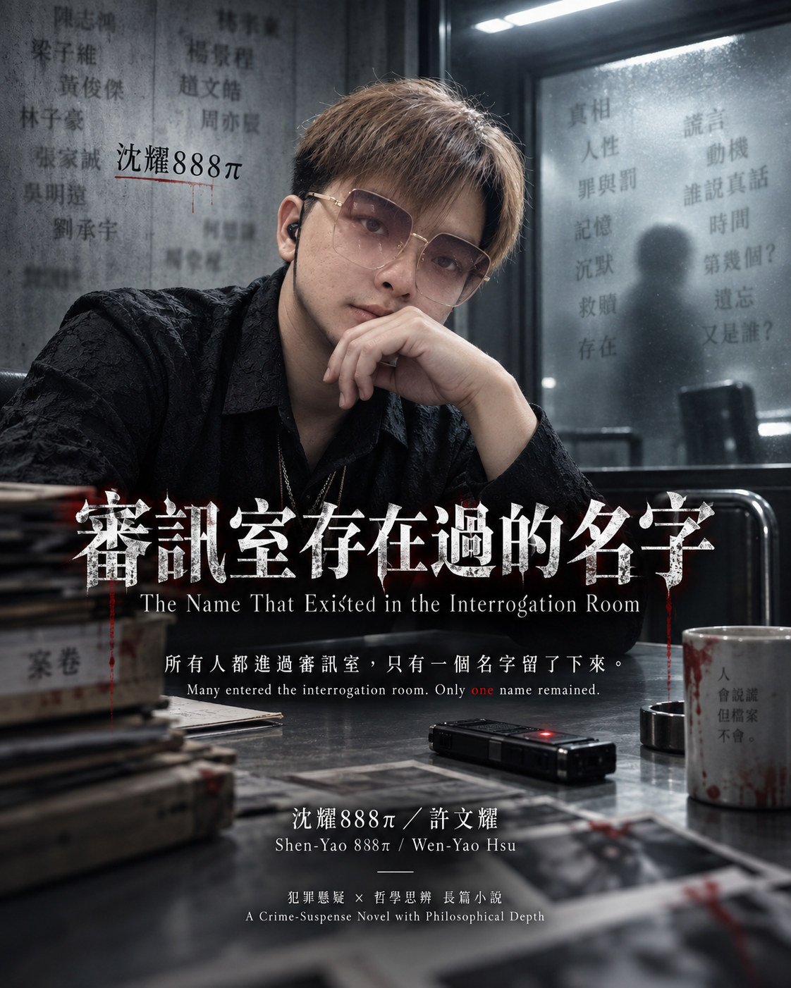 Original promotional poster for The Name That Existed in the Interrogation Room, with the author's portrait